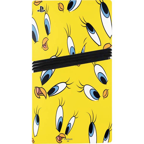 Looney Tunes Tweety Bird Super Sized Pattern PS5 Pro Disk Bundle  Skin